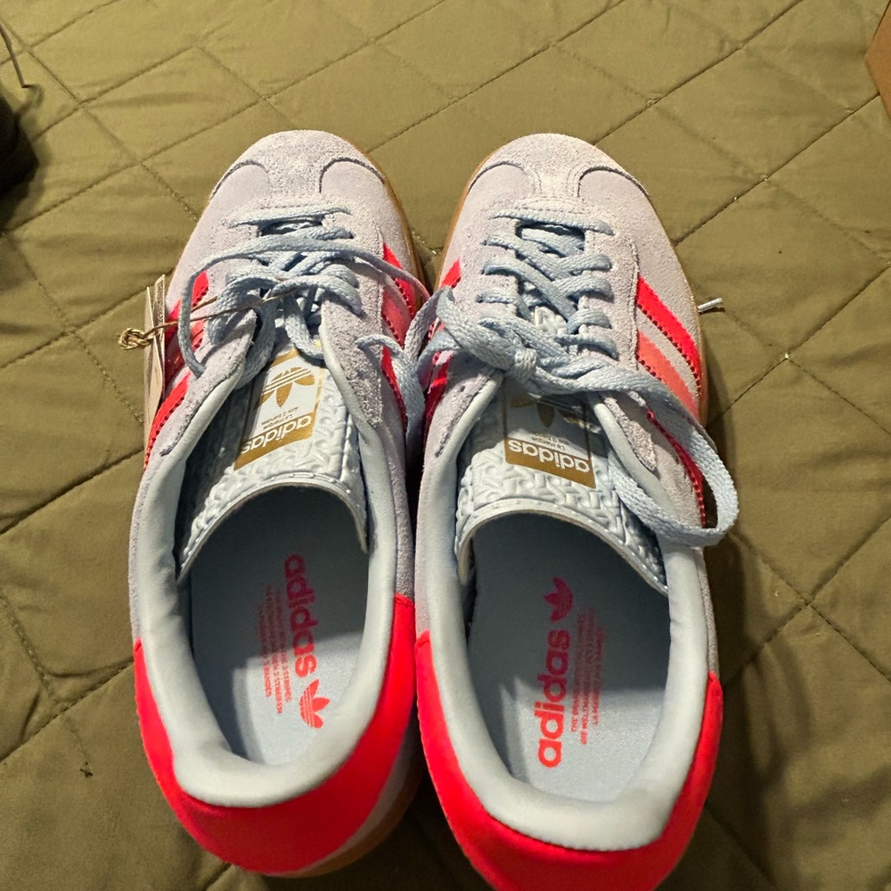 Adidas Sky Blue and Coral Sneakers